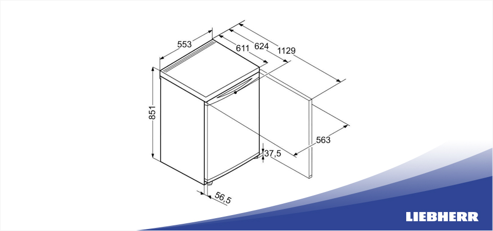 Схема встраивания морозильник Liebherr Gbe 1213