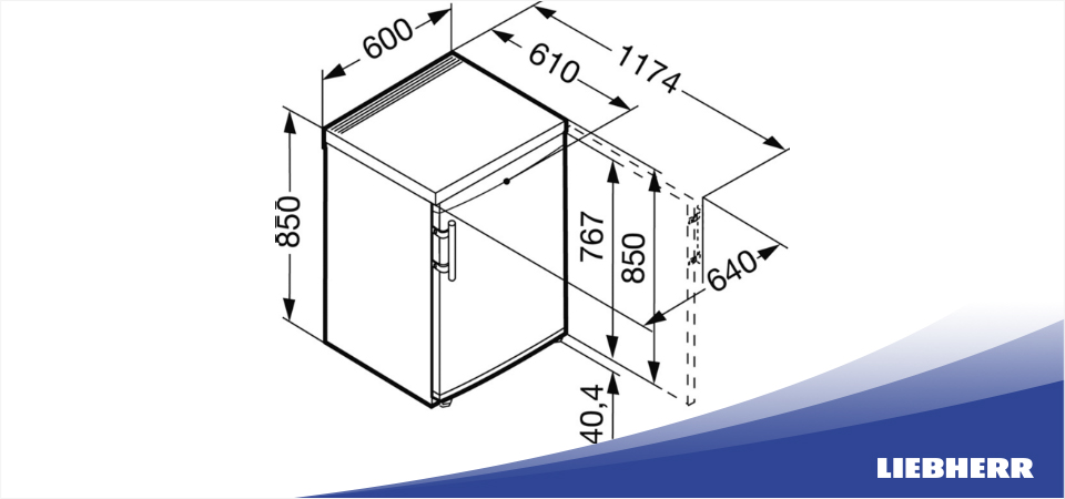 Схема встраивания холодильник Liebherr TPesf 1710