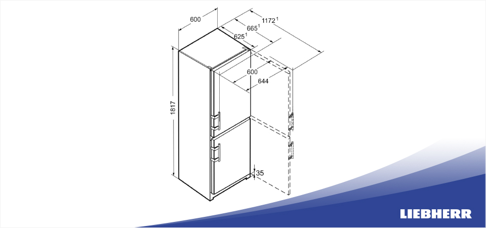 Схема встраивания холодильник Liebherr CNef 3515