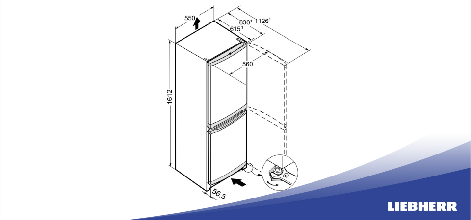 Схема встраивания холодильник Liebherr CU 2831