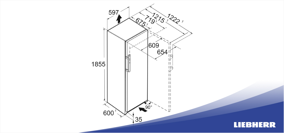 Схема встраивания холодильник Liebherr RBbsc 5250