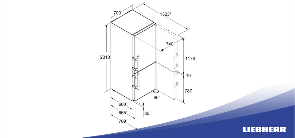 Схема встраивания холодильник Liebherr CNef 5735