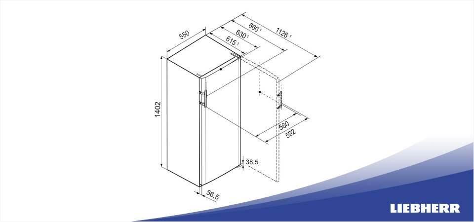 Схема встраивания холодильник Liebherr K 2834