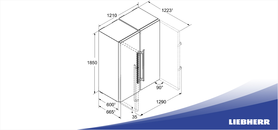 Схема встраивания холодильник Liebherr SBSbs 8683