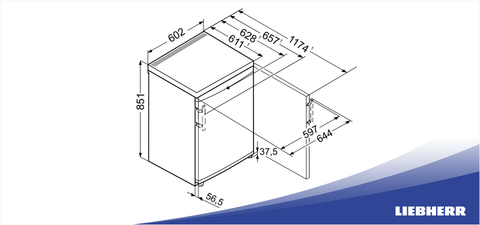Схема встраивания морозильник Liebherr GP 1476
